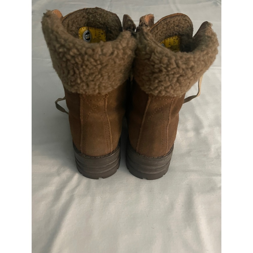 CAT Caterpillar Brown Suede Sherpa Trim Lace Up Ankle Boots P310610 Womens 7 - Picture 3 of 8